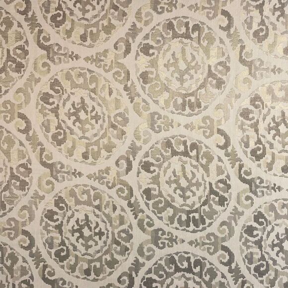 Fabric Remnant 120”x57” Geometric Tan Silver and Metallic Bronze READ - Picture 1 of 5